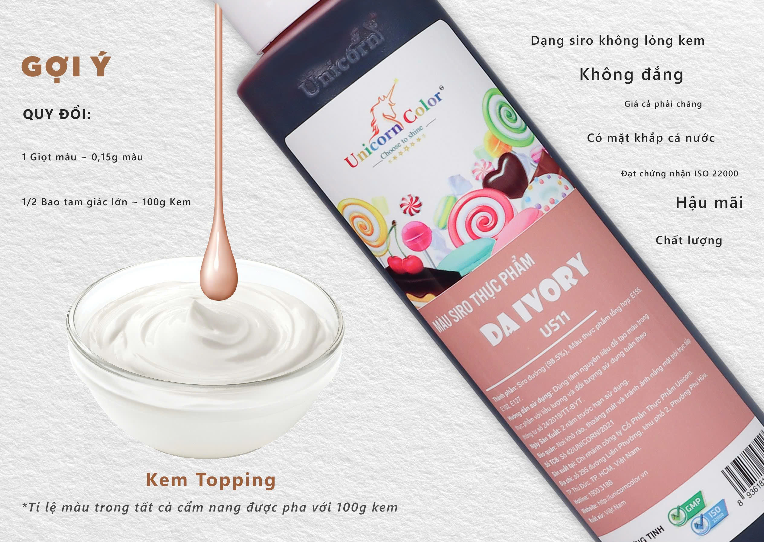 Màu siro thực phẩm trang trí bánh kem và pha chế